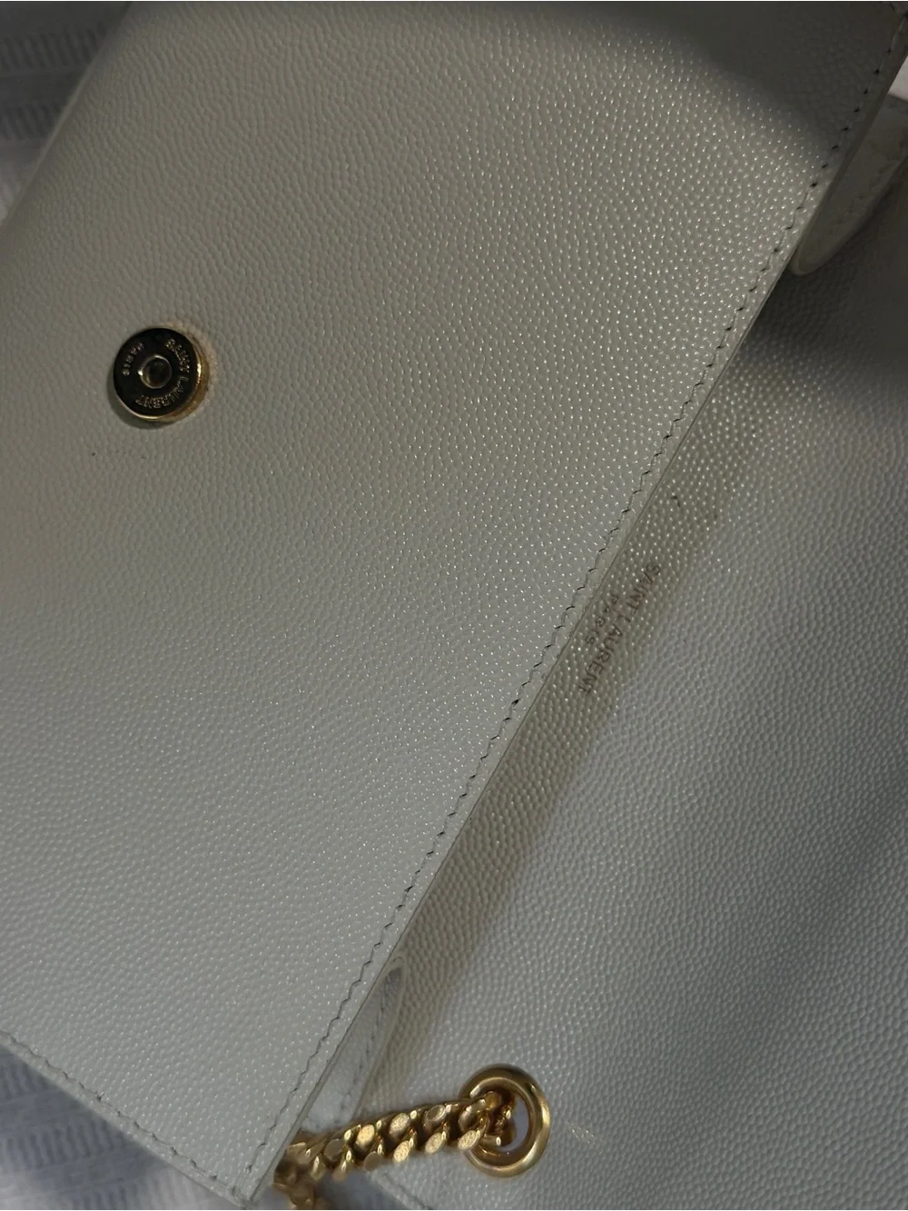 Saint Laurent White Leather Shoulder Bag with Gold Hardware